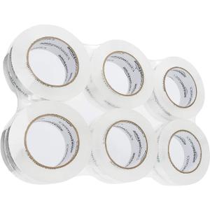 Amazon Basics Packing Tape, Strong & Durable for Moving, Storage, Shipping, Mailing and Sealing, Crystal Clear, 1.88" x 109 Yards, 6-Pack