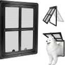 NAMSAN Dog Screen Door, Passage Size 12 x 16 inches, Dog Door for Screen Door, Large Pet Door for Sliding Door, Magnetic Automatic Closing, Self-Assembly, Lockable, Black