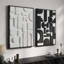 Large 3D Textured Framed Black and White Abstract Wall Art for Living Room, Set of 2 Modern Paintings Artwork for Walls, Minimalist Geometric Pictures for Bedroom Hallway Office Wall Decor 24x36 In