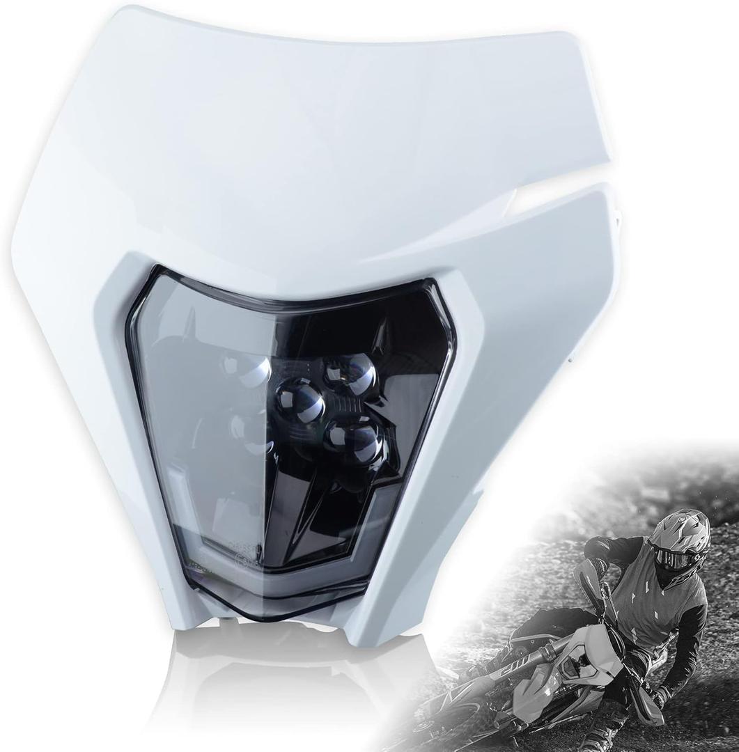 Dirt Bike Headlight Dirtbike LED Headlights Kit Motorcycle Head Lamp Light Kit Universal for Most Dirt Pit Enduro Bike Motorcycle Headlamp Frontlight for ATV White
