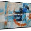 Anolyfi Black Framed Large Abstract Wall art Modern Geometric Canvas Prints Painting, Abstract Wall Art for Living Room Hallway Bedroom Dining Room Office Home Decor, 48"x24"