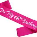 It's My 18th Birthday Sash, Hot Pink Birthday Sash for 18th Bday Party Supplies, Gifts for Girls Bday Party Favors