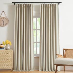 WEST LAKE Sand Pinch Pleated Full Blackout Curtain Panels 102 Inches Long,French Pleat Linen Blended Room Darkening Drapes,Modern Window Treatment for Bedroom Living Room,40" Wx102 L(Pack of 2)