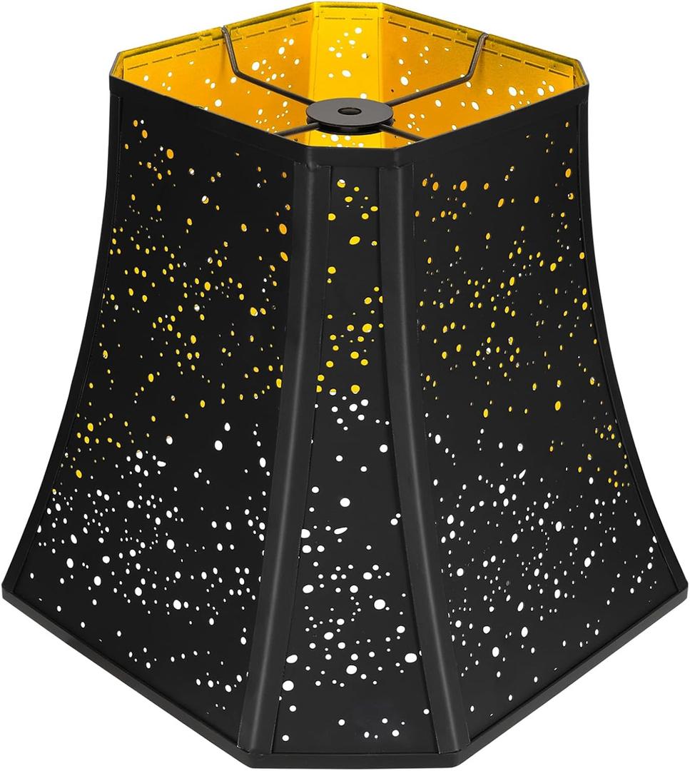 Square Cut Corner Metal Lamp Shades, 7" Top x 12" Bottom x 10.25" High, Starlight