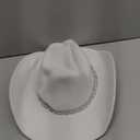 Cowboy Hat for Women Men 6 Sparkly Stars Brim & Rhinestone Belt Western Cowgirl Hat with Sunglasses Bandanas (White)
