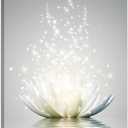 Lotus Floral Canvas Prints Art for Zen Office Wall Art Meditation Pictures Modern Artwork poster for Zen Wall Spa Photo Yoga Room Ready to Hang (24x 36inch)