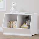 UTEX Stackable Toy Storage Cabinet, Wooden Cubby Organizer, White Shelf for Playroom, Bedroom, Living Room, Nursery, 2 Cubes