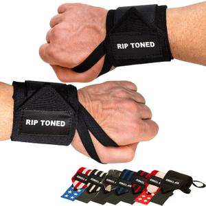Rip Toned Wrist Wraps for Weightlifting  USPA & USAPL Approved 18" Wrist Straps for Powerlifting  Adjustable, Durable Gym Wraps with Thumb Loop  Quality Support for Men & Women (Flex Fit, Black)