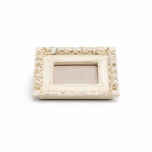 Wavy 5x7 Picture Frame White with Gold Beaded Trim, Resin Frame with Real Glass, Display 5x7 Photos Matted to 4x6, Vertical and Horizontal Desk Tabletop or Wall Hanging