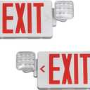 TANLUX Red Exit Sign With Emergency Lights, LED Light With Battery Backup, UL Listed, AC 120/277V, Commercial Combo for Business - 2 Pack (White Housing+Red Letter)