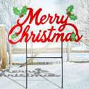 Shimeyao 17 Merry Christmas Metal Yard Signs Xmas Metal Outdoor Decorative with Stakes Waterproof Christmas Decor for Holiday Garden Patio Yard Lawn Party and Xmas Celebration Supplies