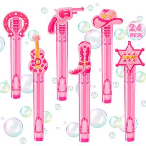 Winrayk Western Cowgirl Party Favors, 24Pcs Disco Cowgirl Mini Bubble Wands for Kids Bubbles Bulk with Detachable Topper (6 Styles), Birthday Gift Retro Rodeo Classroom Prizes Easter Goody Bag Stuffer