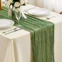 Sage Green Cheesecloth Table Runner - Boho Gauze Cheese Cloth Table Runner Long Romantic Sheer TableRunner for Wedding Bridal Baby Shower Birthday Party Tables Decoration