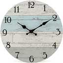 14 Inch Wooden Decorative Round Wall Clock Rustic Country Tuscan Style Wooden Home Decor Round Wall Clock for Living Room Home Pool Patio