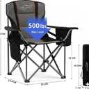 FAIR WIND 2 Pack Fully Padded Oversized Camping Chair Heavy Duty Lawn Chair Set with Adjustable Lumbar Support, Cooler Bag & Cup Holder for Camp, Outdoor,Sports - Support 500LBS
