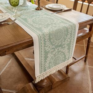 Table Runners 63 Inches,Waterproof Boho Table Runner with Tassel Fringe,Table Runner for Party Coffee Table (14"x63"Table Length 29"-42")