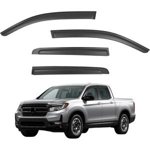 Window Visors Rain Guards fits 2017-2026 Honda Ridgeline, Out-Channel Side Window Wind Deflectors Vent Shades Accessories, Dark Smoke 4 Pcs, 2018 2019 2020 2021 2022 2023 2024 2025