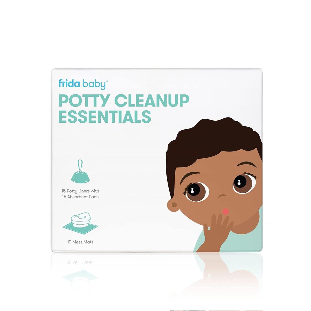 Frida Baby Potty Cleanup Essentials, Leak-Proof Potty Liners and Disposable Floor Pads for Potty Training, 15 Potty Liners + 10 Mess Mats