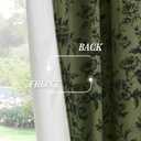 RYB HOME Olive Green Velvet Curtains 102 inches Long, Printed Floral Vintage Design Home Decoration Thermal Insulated Privacy Protect Drapes for Bedroom Living Room, W50 x L102 inches, 2 Panels