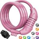 Titanker Bike Lock, Bicycle Lock 4 Feet Cable Lock 1/ 2 Inch Resettable Bike Locks Combination with Mounting Bracket, Bike Accessories for Bicycle, Electric Scooter, Motorcycle, Baby Pink