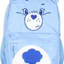 Mad Engine Care Bears Backpack Grumpy Bear Embroidered Face with Rain Cloud Belly Badge and 3D Ears Laptop School Travel Backpack, One Size