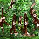 6 Pcs Jungle Theme Party Decorations Hanging Monkey Decor Stuffed Animal with 12 Pcs 7.22ft Artificial Vine Plush Hook and Loop Fastener for Rainforest Safari Birthday Party(Dark Brown,21 Inch)