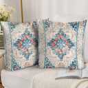 Boho Throw Pillow Covers 20x20 inch Set of 2,Bohemian Vintage Carpet Pattern Antique Ethnic Decor Double Sided Pattern Cushion Cover Soft Pillow Case Living Sofa Room Bed Square Pillow Cover