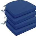 downluxe Outdoor Chair Cushions Set of 4 for Patio Furniture, Water-Resistant Patio Chair Cushions with Ties, High Density Foam Outdoor Seat Cushion, 17" X 16" X 2", Royal Blue