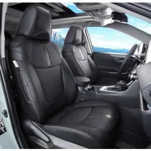 Custom Fit RAV4 Car Seat Covers Fit for 2019 2020 2021 2022 2023 2024 2025 Toyota RAV4 LE Limited XLE Premium with Waterproof Faux Leather (LU01-XLE, Black)