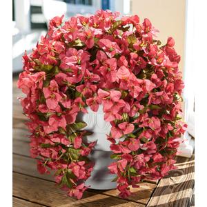 Bougainvillea Artificial Flowers Fake Plants for Outdoors Winter Decoration, 2 pcs Faux Long Trailing Vines UV Resistant Look Real Red Silk Flowers for Outside Planter Front Door Porch Urn Yard Patio