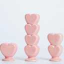 WDS WONDROUS Taper Candle Holder Set of 3 - Valentine's Day Candlestick Holders Wedding Decor, Pink Heart Ceramic Candle Sticks Holders for Table Farmhouse Decor Romantic Housewarming Gift