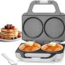 SugarWhisk Double Mini Pancakes Maker Machine, Arepa Maker, Electric Pancake Maker Griddle, Ideal for Pancakes, Cookies, Eggs, Arepas & Breakfast Sandwiches, White, 4 Inch