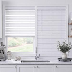 TEDNOVA 2" Cordless Faux Wood Blinds, White, 24" W X 36" H