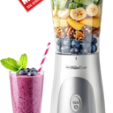 Mueller Smoothie Blender for Smoothies - Personal Blender for Shakes, Frozen Drinks, Baby Food & More, 15oz Travel Cup and Lid, Durable Stainless Steel Blades for Powerful Blending Performance, White