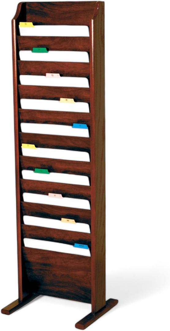 Wooden Mallet 10-Pocket Free-Standing File Holder, Letter Size, Mahogany