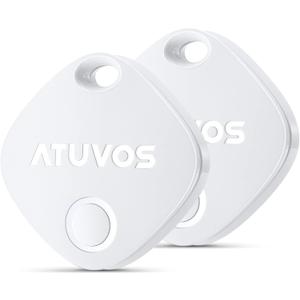ATUVOS Air Tracker Tags-2 Pack, Bluetooth Luggage Tracker & Keys Finder Works with Apple Find My (iOS Only), Item Finders for Suitcases, Wallets, Bags, Waterproof IP67, Replaceable Battery, Anti-Lost