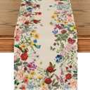 Artoid Mode Plants Floral Butterfly Valentine's Day Table Runner, Anniversary Wedding Kitchen Dining Table Decoration for Home Party Decor 13x72 Inch