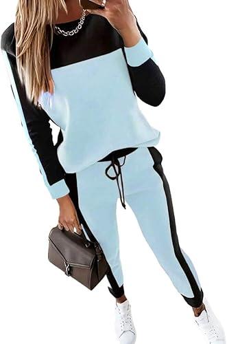 HBQ Women‘s Color Block 2 Piece Outfits Casual Travel Sweatsuits Lounge Sets 2025 Fall Fashion, M