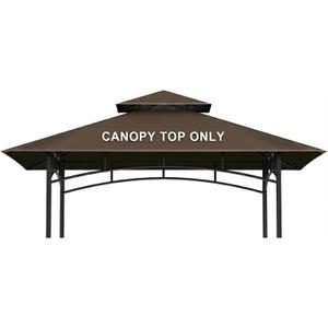 Grill Gazebo Replacement Canopy Top Only - 5' x 8' Outdoor BBQ Gazebo Canopy Roof, Waterproof Double Tiered Shelter Cover Fit for Model L-GG001PST-F (Coffee, 5x8)