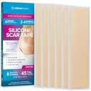 AllSett Health Silicone Sheets for Scars, Post Surgery, Tummy Tuck, C-Section Recovery, Keloid Bump Removal, Stretch Marks Removal (6 Inch x 1.6 Inch), Pack of 4