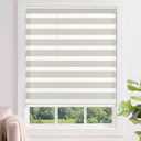 LazBlinds No Tools - Persianas sin cordones tipo cebra para ventanas, doble capa de control de luz para da y noche, persianas enrollables de privacidad que filtran la luz para el hogar, 27 pulgadas (Gris Piedra)