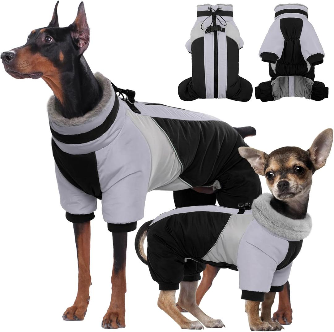 Kuoser Thick Dog Coat,Windproof Dog Jacket for Large Dogs, Warm Doggie Winter Coat Reflective Pet Cold Weather Coats with Zipper, Black XL (XL (PRIORITIZE BACK LENGTH: 20.5''))