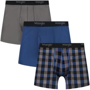 Wrangler Mesh Quick Dry Comfort Stretch Men’s Boxer Briefs, Nylon-Spandex Blend, 3-Pack, Moisture-Wicking, Anti-Odor, XL