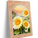 Sunflower Sunset Canvas Wall Art Framed Warm Sunshine Flower Poster Decor, Size: 24"L x 16"W