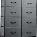 WLIVE Fabric Dresser for Bedroom, Tall Dresser with 8 Drawers, Storage Tower with Fabric Bins, Double Dressers, Chest of Drawers for Closet, Living Room, Hallway, Dark Gray, A-medium Size