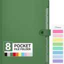 Forvencer Expanding File Folder with 8 Pocket, Letter Size Accordion File Organizer, Portable Folders for Documents, Cute Paper Organizer, Filling Products for School Office Supplies, Dark Green