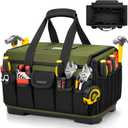 Heavy Duty Tool Bag 16-Inch, 46 Pockets Electrician Tool Bag for men with Hard Bottom & Waterproof Pocket, 1680D Tear-Proof Toolbox Organizer for HVAC Mechanic, Father Day Dad Birthday Gift