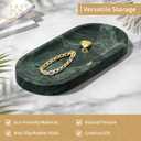 Bathroom Vanity Tray, Natural Marble Oval Tray 10 inch, Emerald Green Marble Vanity Tray for Soap Dispenser Modern Countertop Organizer for Kitchen Countertops, Home Decor