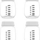 4pcs Breast Pump Collection Bottles for Spectra S2 S1 9 Plus Motif Luna Breast Pumps, 6.oz 180ml Reusable Wide Neck Bottles with Collar and Sealing Disc, Replace for Spectra Bottle