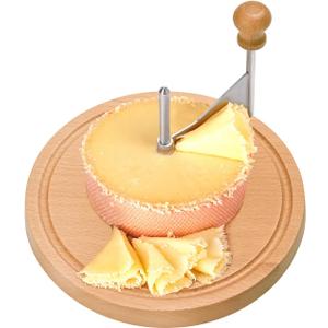 WILLOWDALE Wooden Cheese Curler, 8.5 Inches Cheese Cutter Stainless Steel Cheese Shaver for Cheese Wheel & Chocolate, Manual Cheese Slicer Kit, Suitable for Home, Restaurants, Cafes, and Dessert Shops